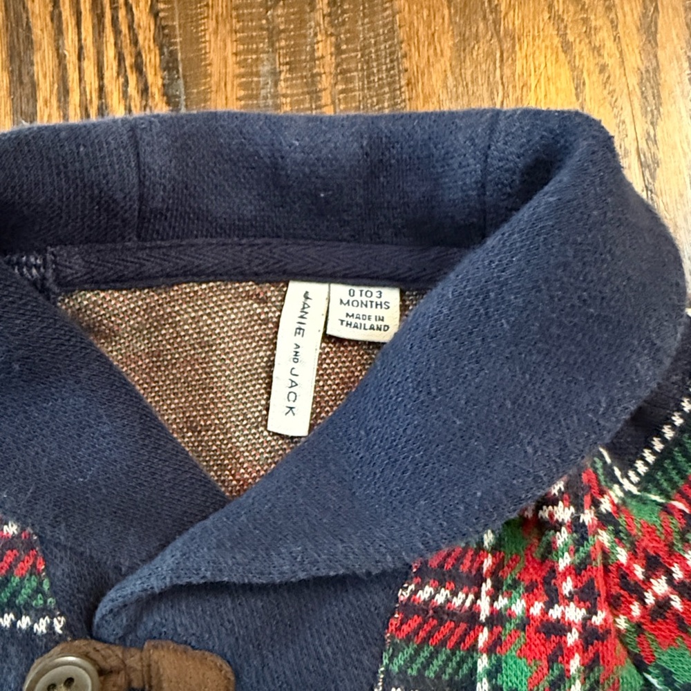 Janie and Jack Navy Plaid Romper - Picture 4 of 6